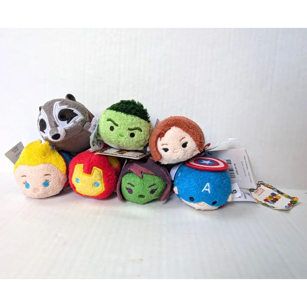 Disney Marvel Tsum Tsum Plush Lot of 7 Captain Marvel America Iron Man Rocket +